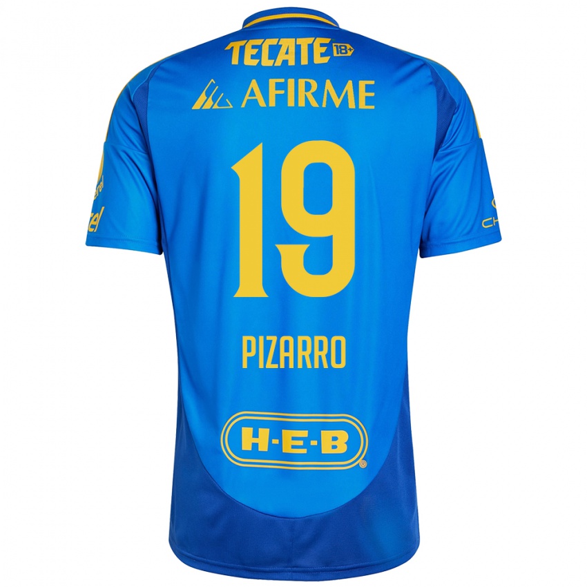 Hombre Camiseta Guido Pizarro #19 Azul Amarillo 2ª Equipación 2024/25 La Camisa Argentina