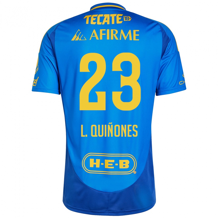 Hombre Camiseta Luis Quinones #23 Azul Amarillo 2ª Equipación 2024/25 La Camisa Argentina