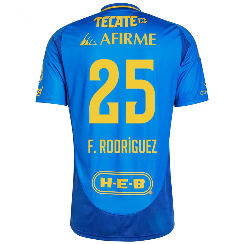 Hombre Camiseta Felipe Rodríguez #25 Azul Amarillo 2ª Equipación 2024/25 La Camisa Argentina