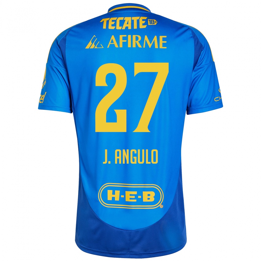 Hombre Camiseta Jesús Angulo #27 Azul Amarillo 2ª Equipación 2024/25 La Camisa Argentina