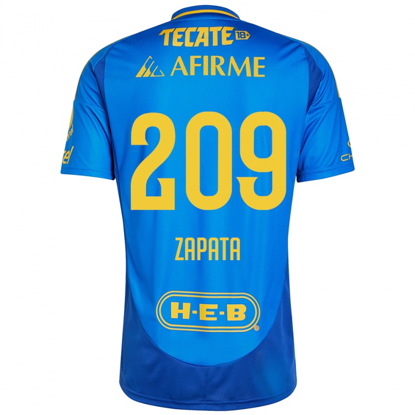 Hombre Camiseta Jorge Zapata #209 Azul Amarillo 2ª Equipación 2024/25 La Camisa Argentina