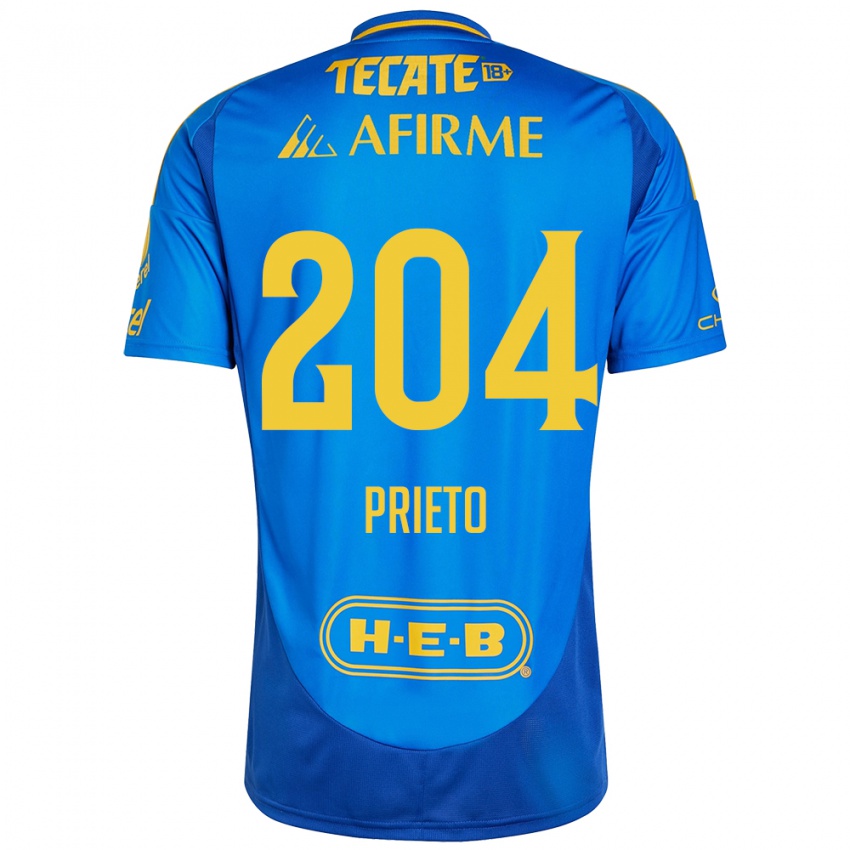 Hombre Camiseta Leonel Prieto #204 Azul Amarillo 2ª Equipación 2024/25 La Camisa Argentina