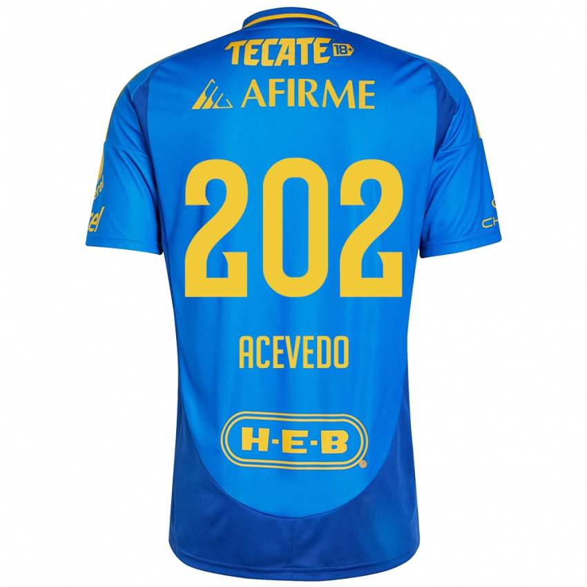 Hombre Camiseta José Acevedo #202 Azul Amarillo 2ª Equipación 2024/25 La Camisa Argentina