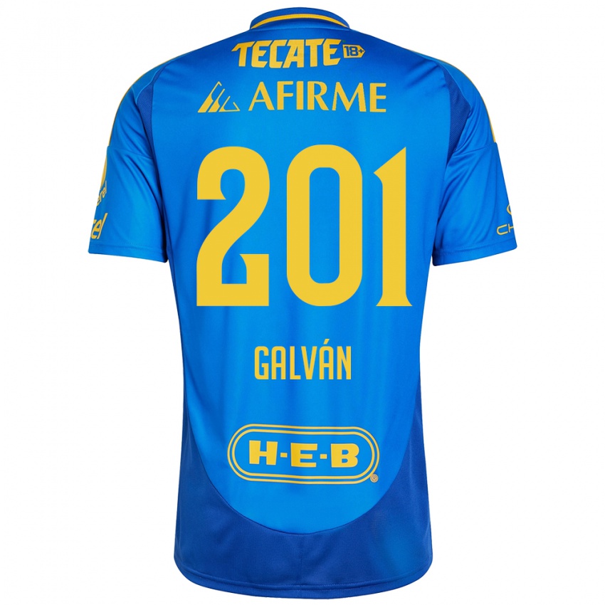 Hombre Camiseta Isac Galván #201 Azul Amarillo 2ª Equipación 2024/25 La Camisa Argentina