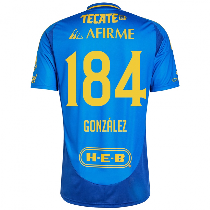 Hombre Camiseta Erick González #184 Azul Amarillo 2ª Equipación 2024/25 La Camisa Argentina