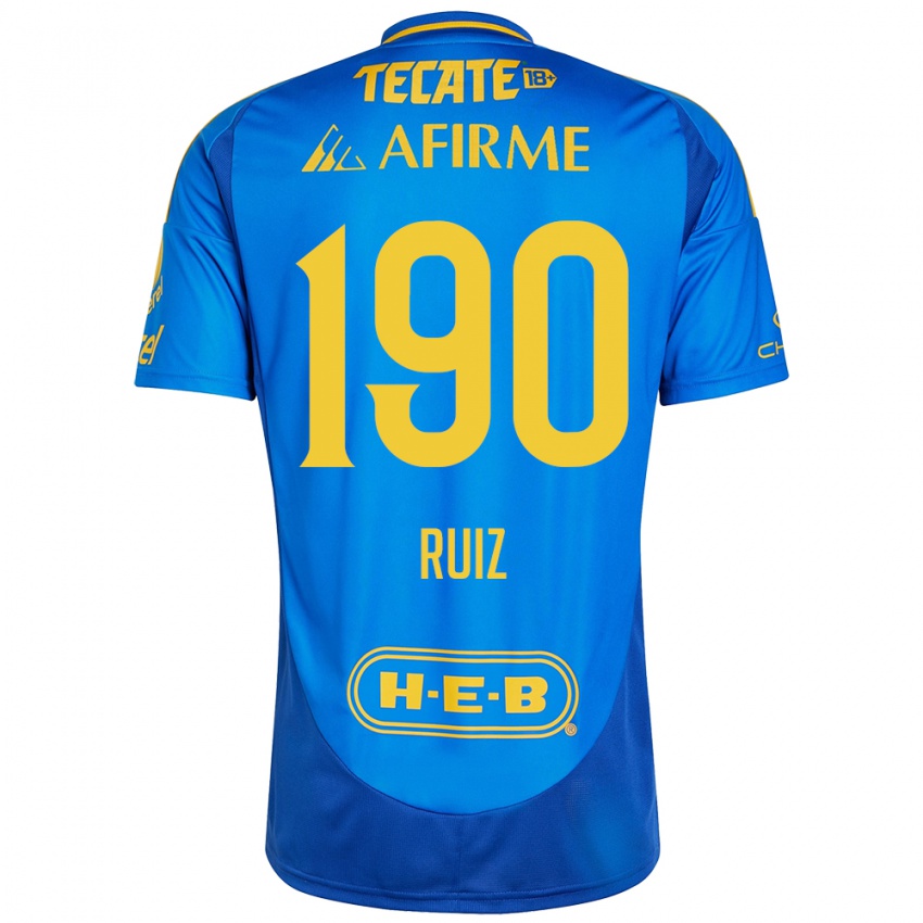 Hombre Camiseta Óscar Ruiz #190 Azul Amarillo 2ª Equipación 2024/25 La Camisa Argentina