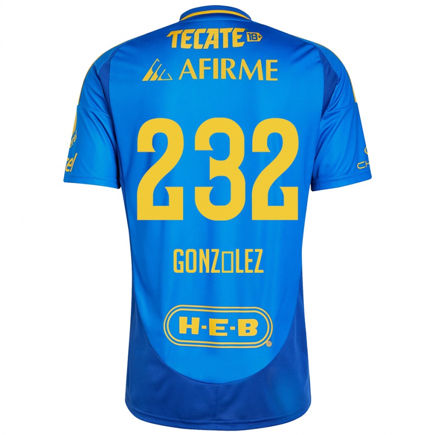 Hombre Camiseta César González #232 Azul Amarillo 2ª Equipación 2024/25 La Camisa Argentina