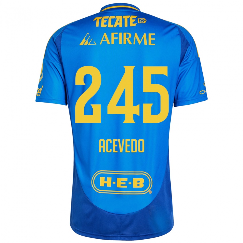 Hombre Camiseta Kevin Acevedo #245 Azul Amarillo 2ª Equipación 2024/25 La Camisa Argentina