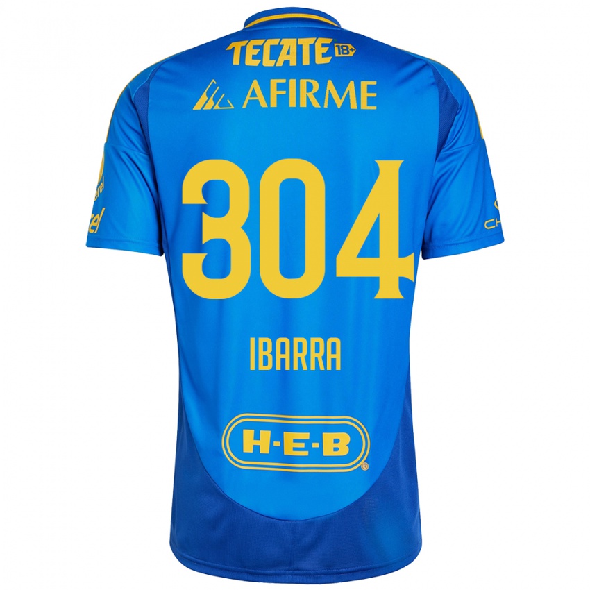 Hombre Camiseta Luis Ibarra #304 Azul Amarillo 2ª Equipación 2024/25 La Camisa Argentina