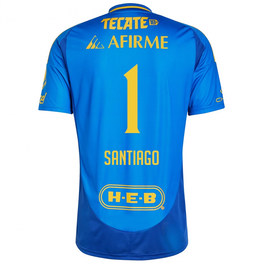 Hombre Camiseta Cecilia Santiago #1 Azul Amarillo 2ª Equipación 2024/25 La Camisa Argentina