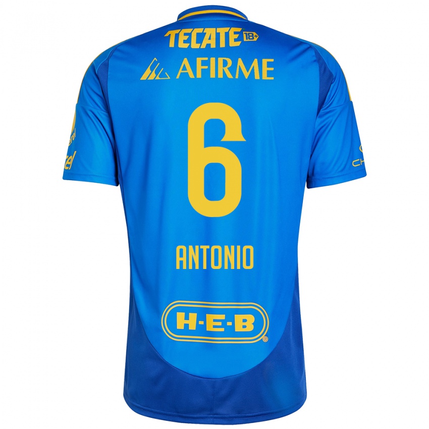 Hombre Camiseta Nancy Antonio #6 Azul Amarillo 2ª Equipación 2024/25 La Camisa Argentina