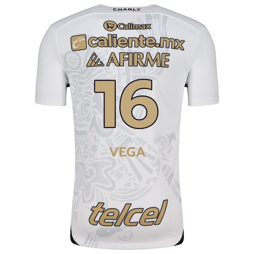 Hombre Camiseta Jesús Vega #16 Blanco Negro 2ª Equipación 2024/25 La Camisa Argentina