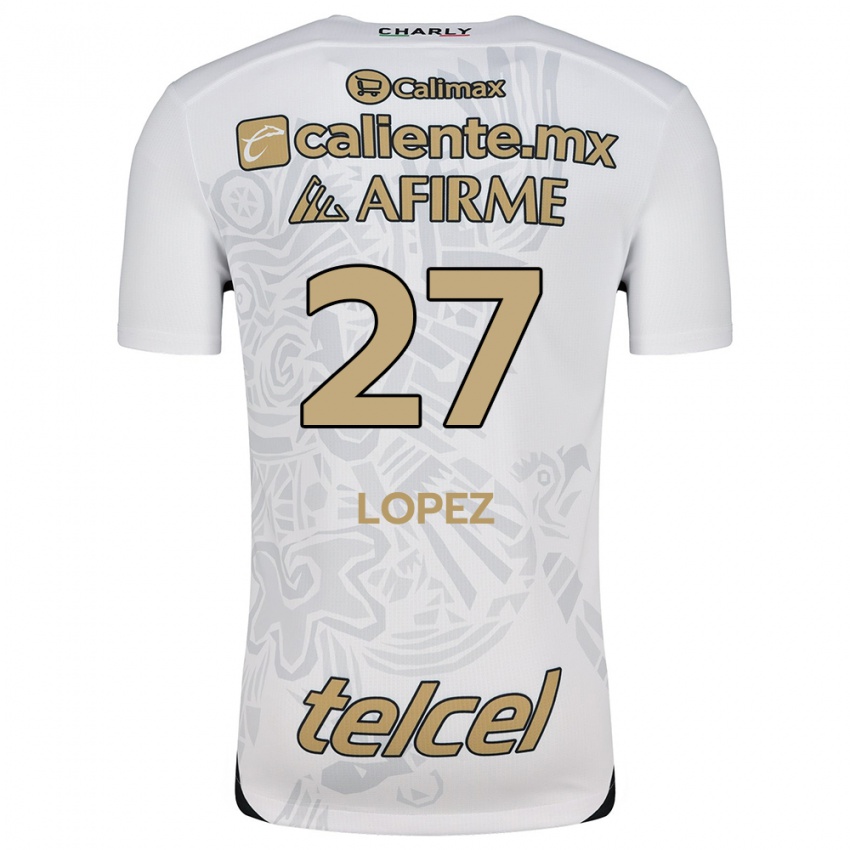 Hombre Camiseta Victoria Lopez #27 Blanco Negro 2ª Equipación 2024/25 La Camisa Argentina