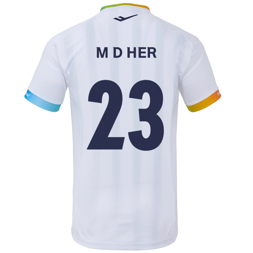 Hombre Camiseta Dong-Min Her #23 Blanco Azul 2ª Equipación 2024/25 La Camisa Argentina