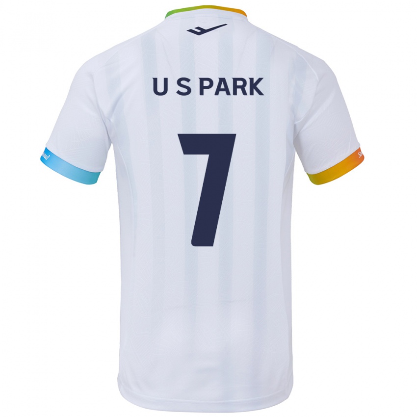 Hombre Camiseta Sun-Uk Park #7 Blanco Azul 2ª Equipación 2024/25 La Camisa Argentina