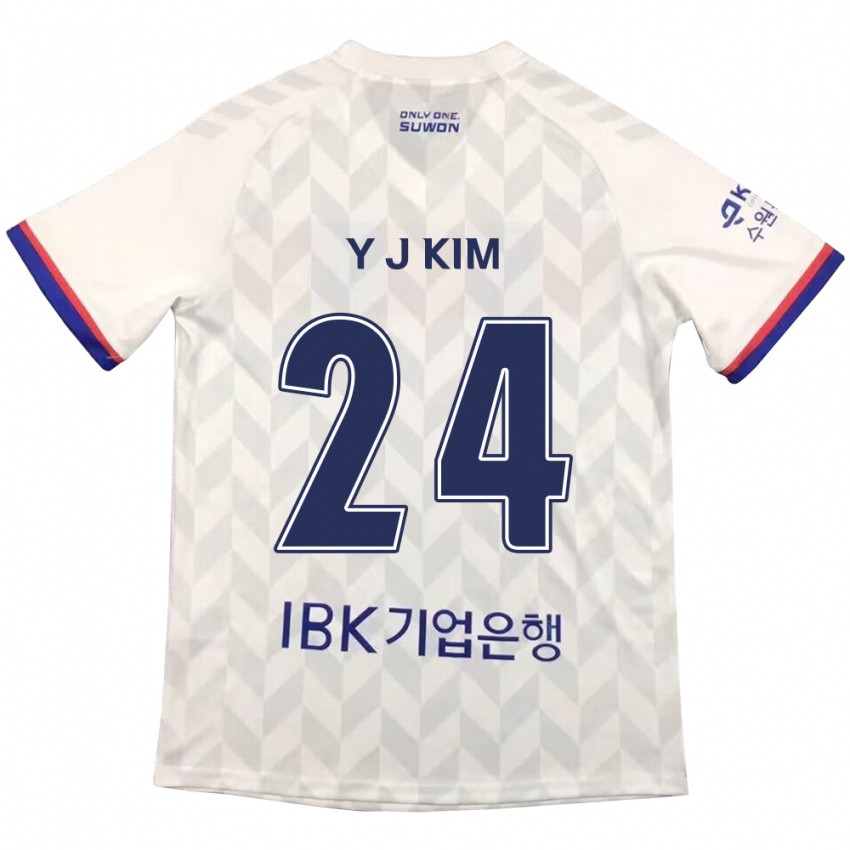 Hombre Camiseta Ju-Yeop Kim #24 Blanco Azul 2ª Equipación 2024/25 La Camisa Argentina