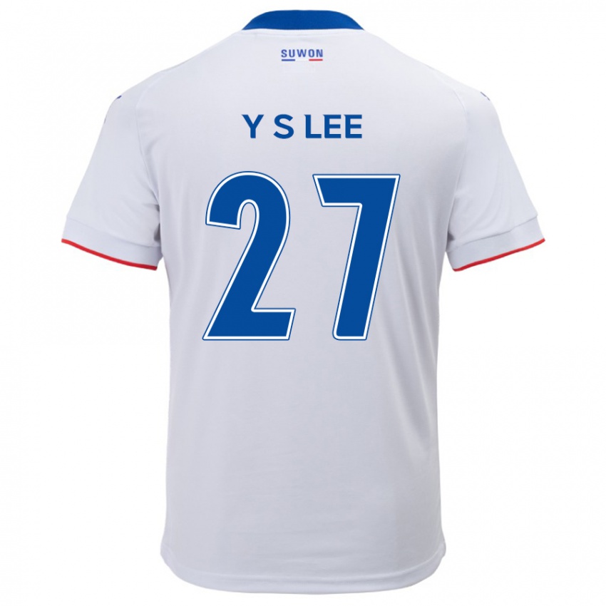 Hombre Camiseta Shi-Yeong Lee #27 Blanco Azul 2ª Equipación 2024/25 La Camisa Argentina