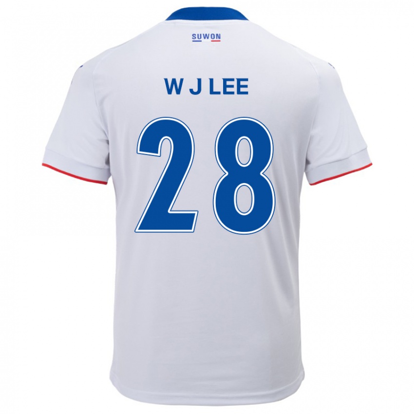 Hombre Camiseta Jun-Woo Lee #28 Blanco Azul 2ª Equipación 2024/25 La Camisa Argentina