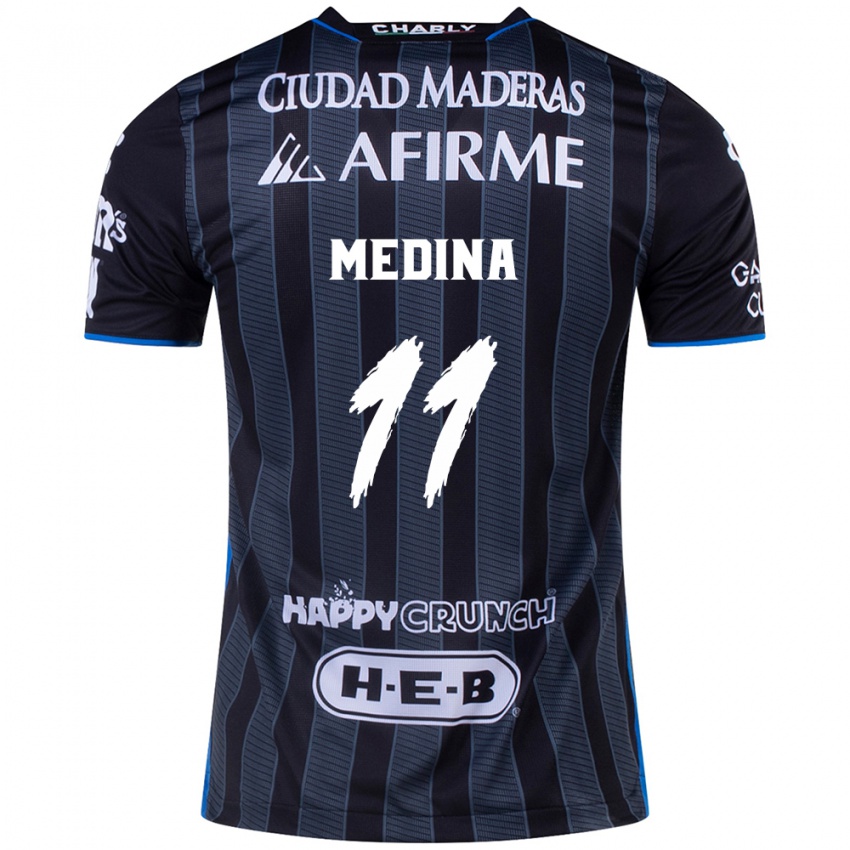 Hombre Camiseta Alan Medina #11 Blanco Negro 2ª Equipación 2024/25 La Camisa Argentina