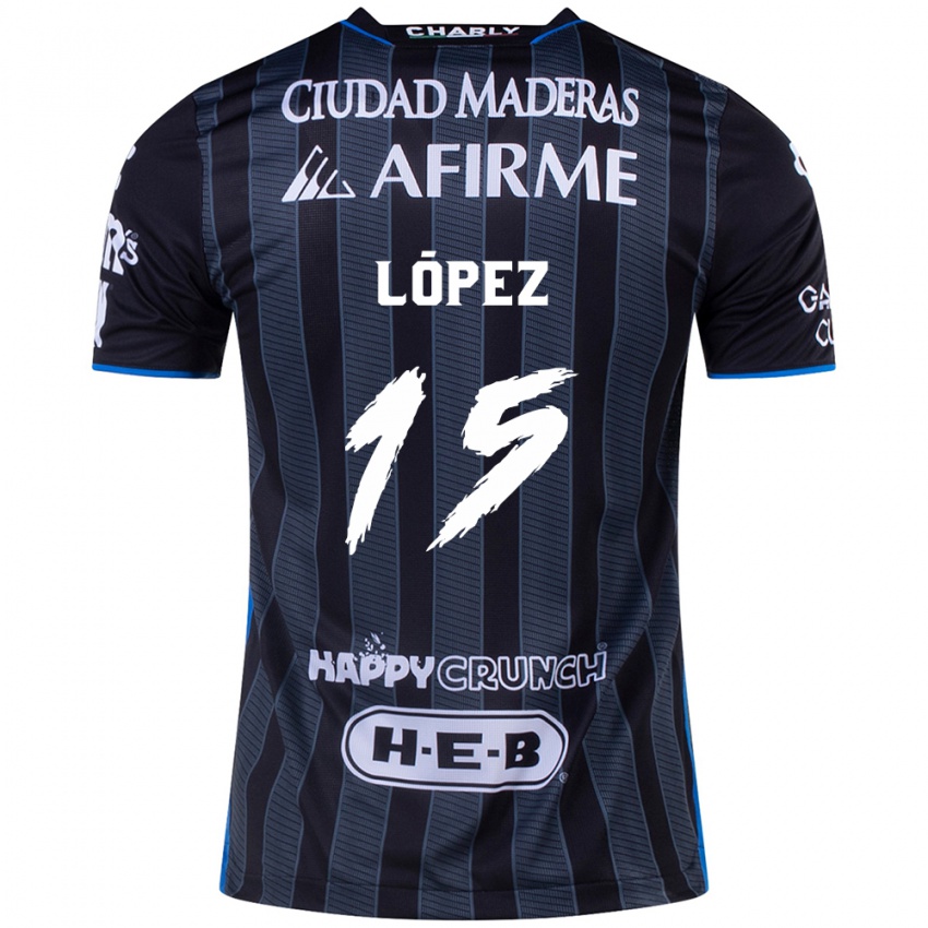 Hombre Camiseta Victor Lopez #15 Blanco Negro 2ª Equipación 2024/25 La Camisa Argentina