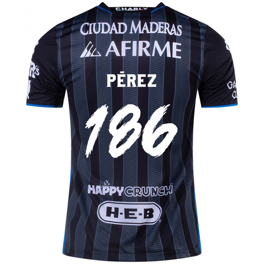 Hombre Camiseta José Pérez #186 Blanco Negro 2ª Equipación 2024/25 La Camisa Argentina