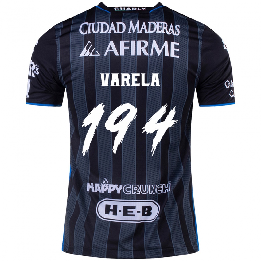 Hombre Camiseta José Varela #194 Blanco Negro 2ª Equipación 2024/25 La Camisa Argentina