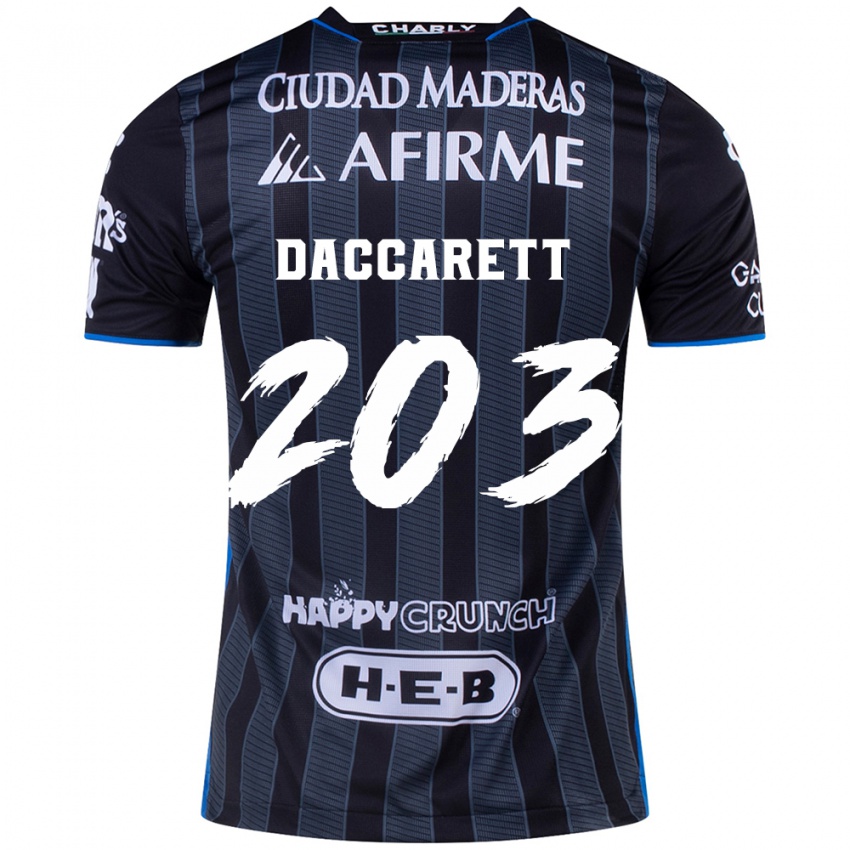 Hombre Camiseta Juan Daccarett #203 Blanco Negro 2ª Equipación 2024/25 La Camisa Argentina