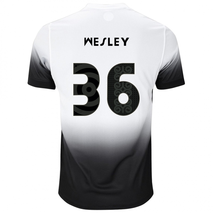 Mujer Camiseta Wesley #36 Blanco Negro 1ª Equipación 2024/25 La Camisa Argentina