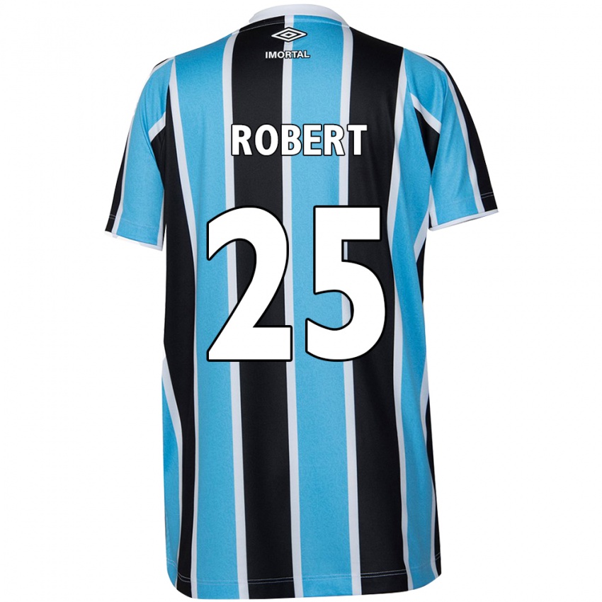 Mujer Camiseta Jhonata Robert #25 Azul Negro Blanco 1ª Equipación 2024/25 La Camisa Argentina