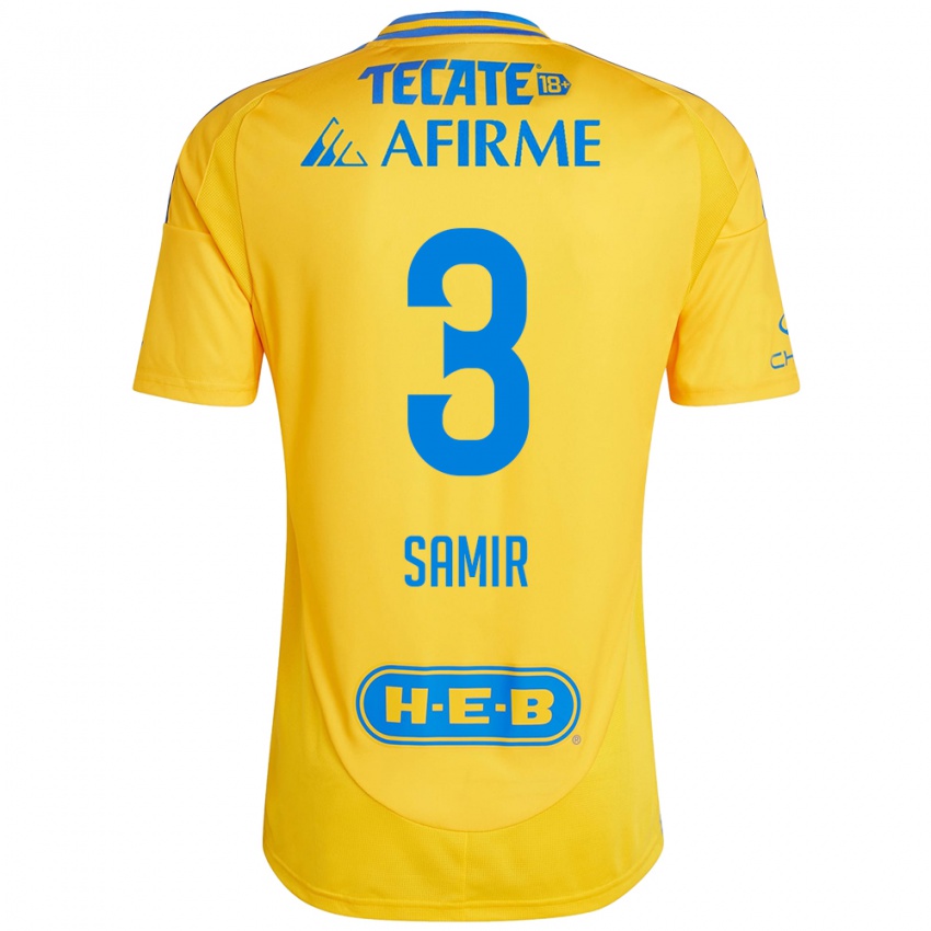 Mujer Camiseta Samir Caetano #3 Oro Amarillo 1ª Equipación 2024/25 La Camisa Argentina