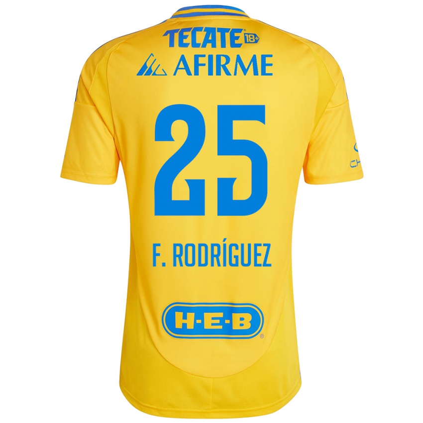 Mujer Camiseta Felipe Rodríguez #25 Oro Amarillo 1ª Equipación 2024/25 La Camisa Argentina