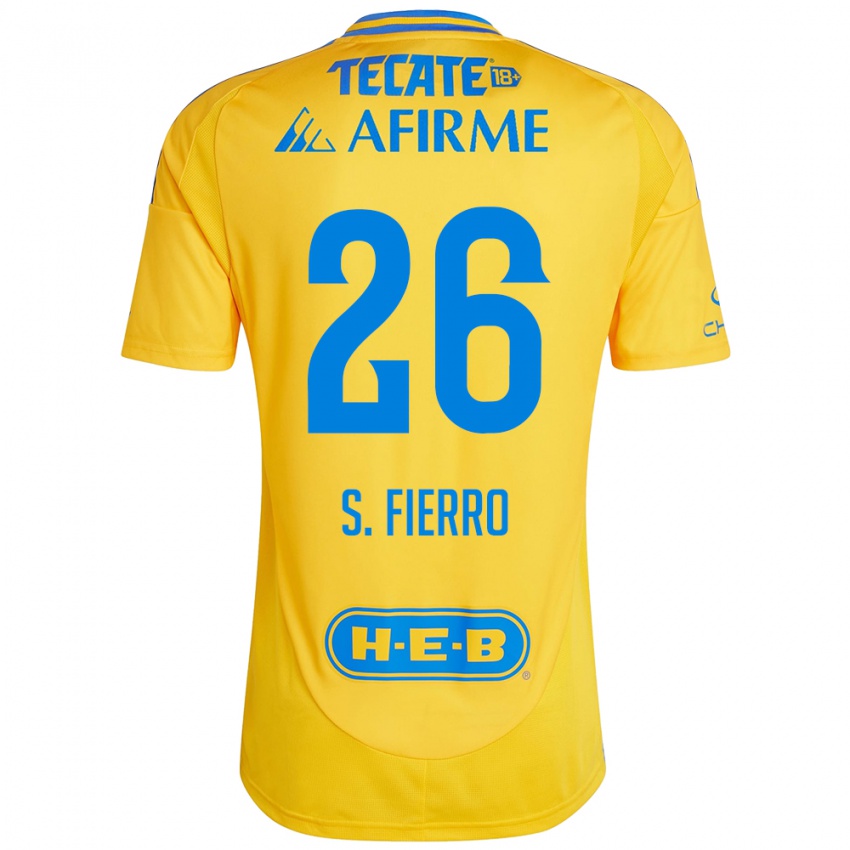 Mujer Camiseta Sebastián Fierro #26 Oro Amarillo 1ª Equipación 2024/25 La Camisa Argentina