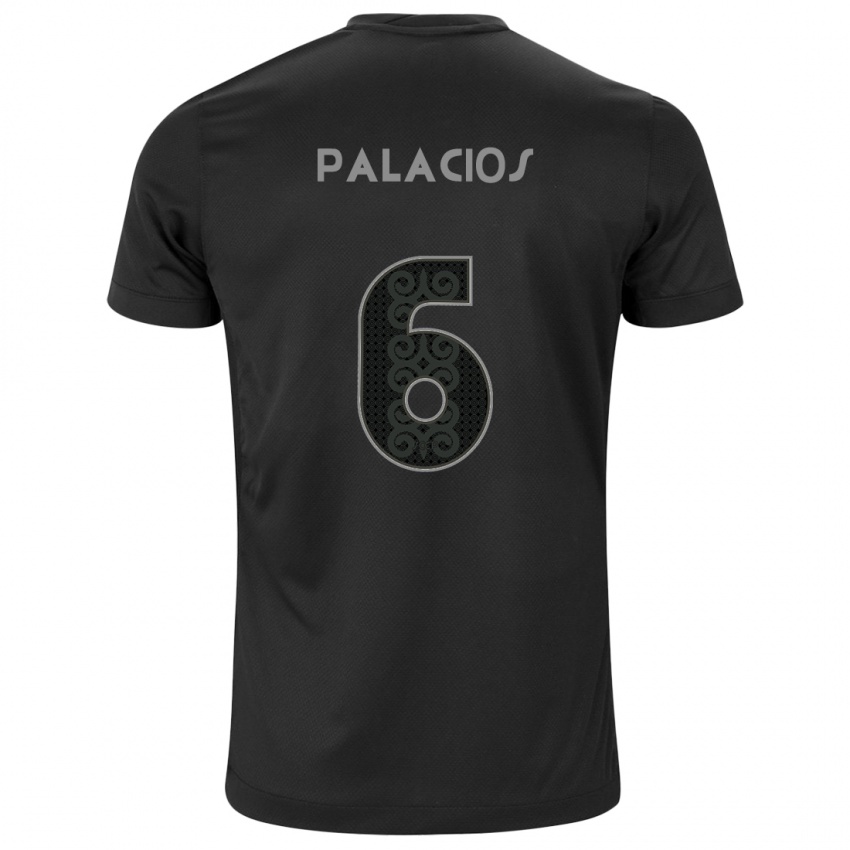 Mujer Camiseta Diego Palacios #6 Negro 2ª Equipación 2024/25 La Camisa Argentina