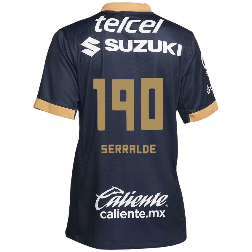 Mujer Camiseta Gerardo Serralde #190 Obsidiana Dorada Blanca 2ª Equipación 2024/25 La Camisa Argentina