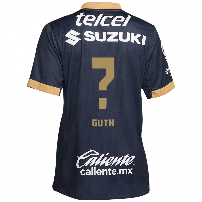 Mujer Camiseta Tiago Guth #0 Obsidiana Dorada Blanca 2ª Equipación 2024/25 La Camisa Argentina