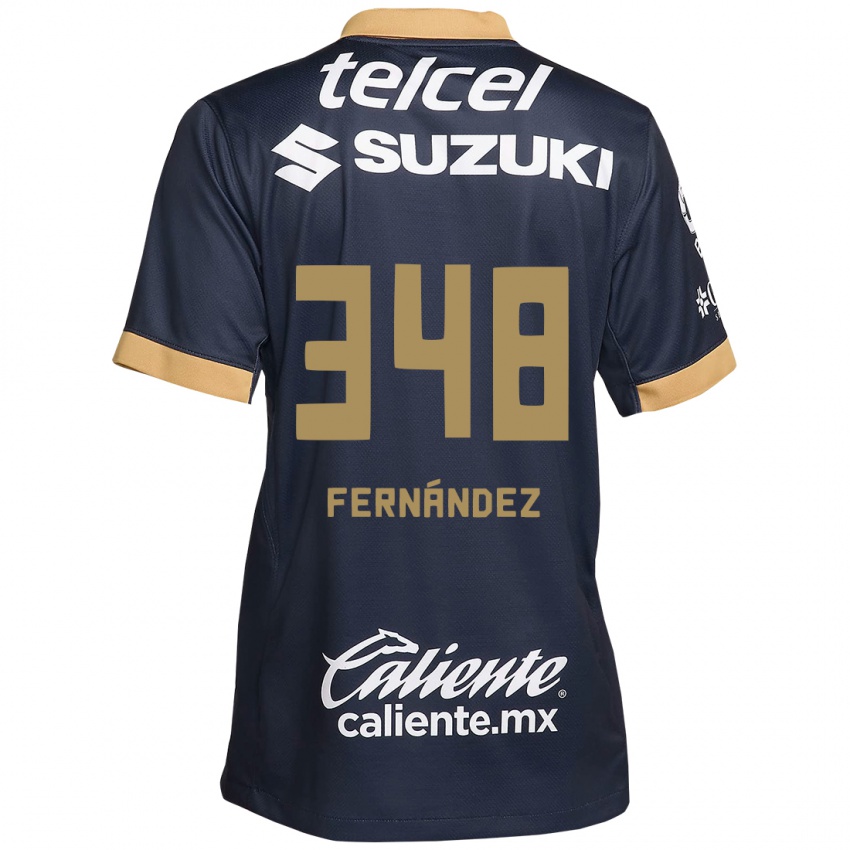 Mujer Camiseta Yerik Fernández #348 Obsidiana Dorada Blanca 2ª Equipación 2024/25 La Camisa Argentina