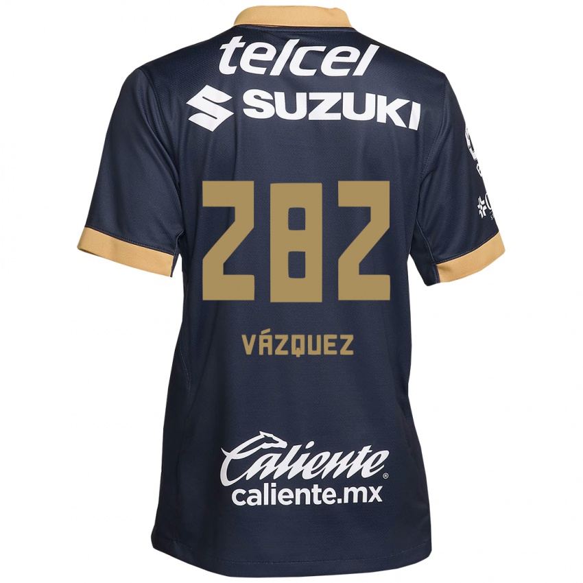 Mujer Camiseta Austin Vázquez #282 Obsidiana Dorada Blanca 2ª Equipación 2024/25 La Camisa Argentina