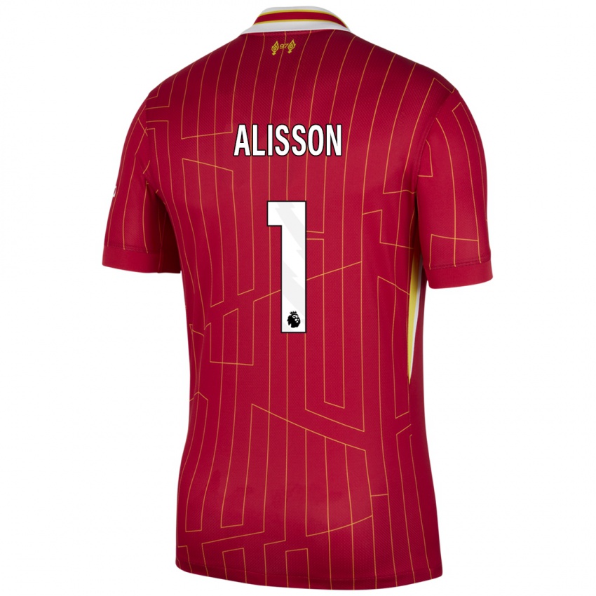 Niño Camiseta Alisson #1 Rojo Amarillo Blanco 1ª Equipación 2024/25 La Camisa Argentina