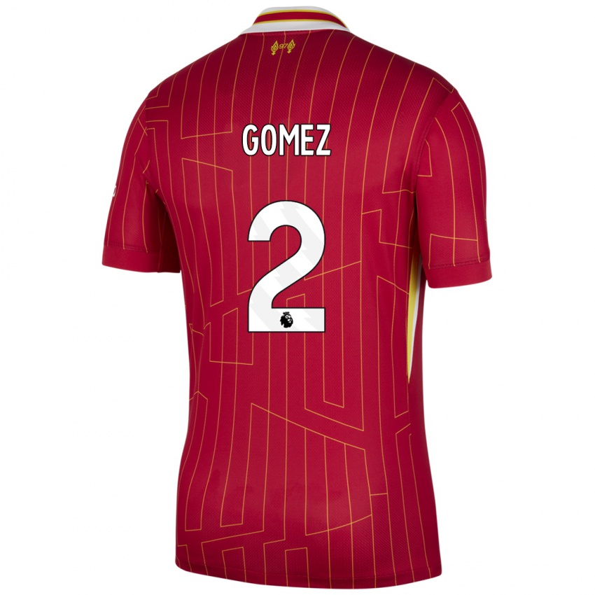 Niño Camiseta Joe Gomez #2 Rojo Amarillo Blanco 1ª Equipación 2024/25 La Camisa Argentina