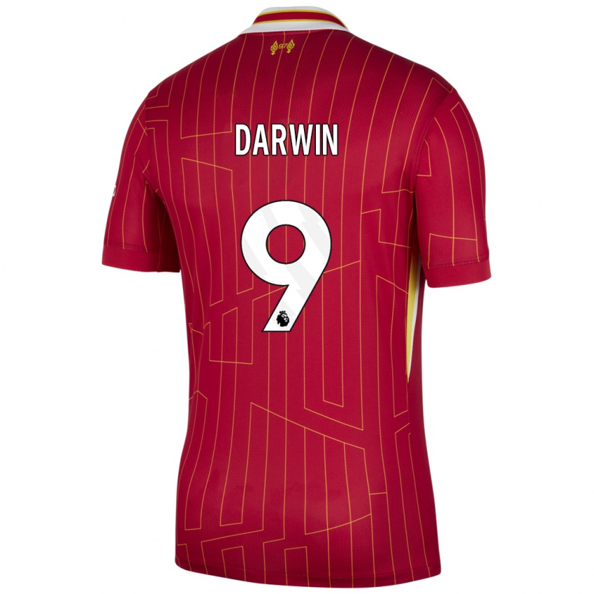 Niño Camiseta Darwin Nunez #9 Rojo Amarillo Blanco 1ª Equipación 2024/25 La Camisa Argentina