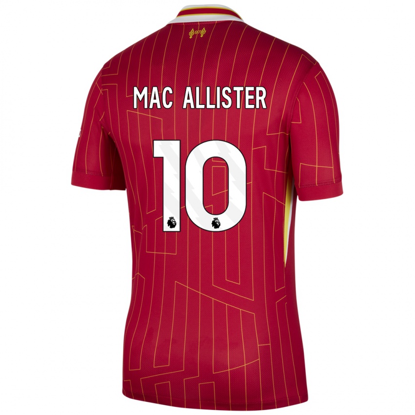 Niño Camiseta Alexis Mac Allister #10 Rojo Amarillo Blanco 1ª Equipación 2024/25 La Camisa Argentina