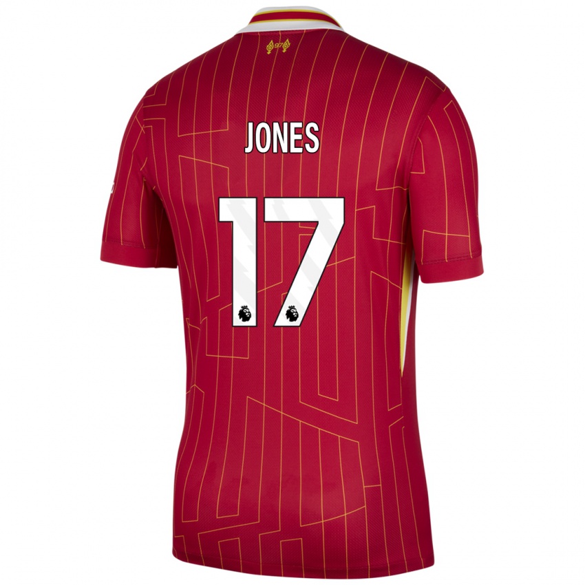 Niño Camiseta Curtis Jones #17 Rojo Amarillo Blanco 1ª Equipación 2024/25 La Camisa Argentina