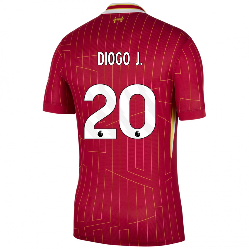 Niño Camiseta Diogo Jota #20 Rojo Amarillo Blanco 1ª Equipación 2024/25 La Camisa Argentina