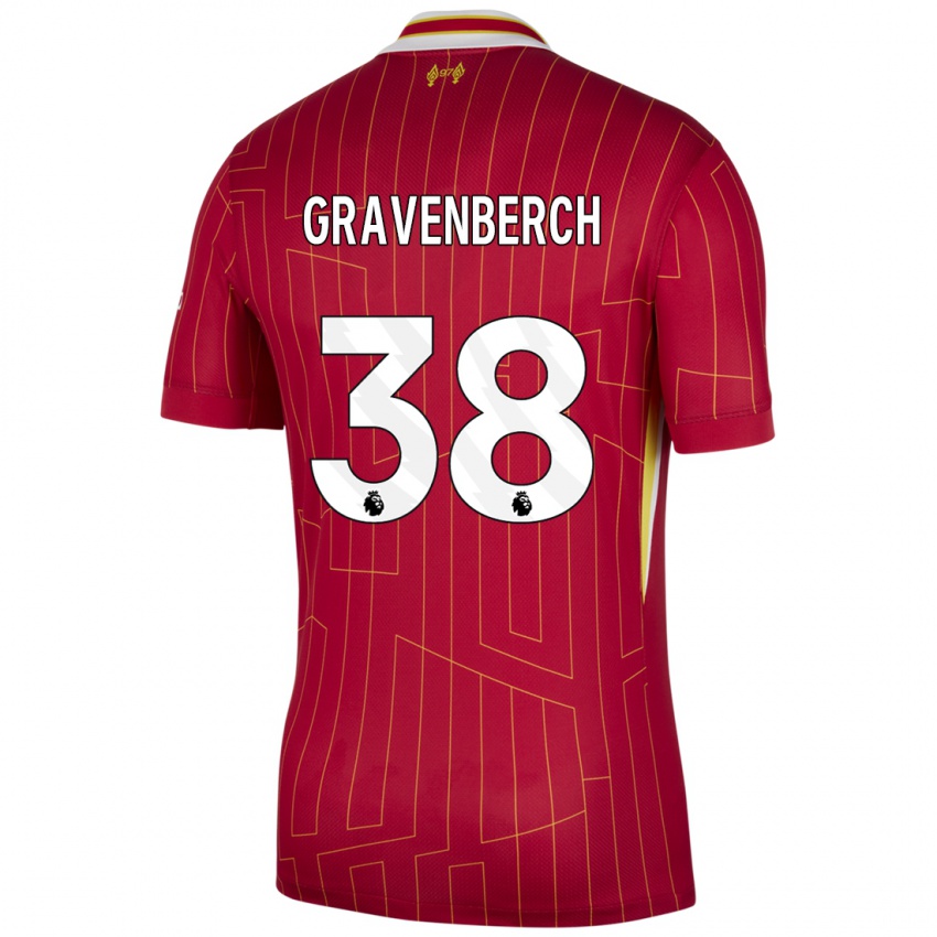 Niño Camiseta Ryan Gravenberch #38 Rojo Amarillo Blanco 1ª Equipación 2024/25 La Camisa Argentina