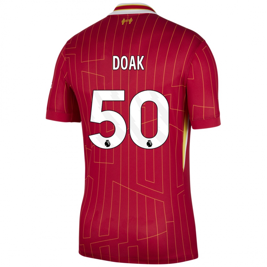 Niño Camiseta Ben Doak #50 Rojo Amarillo Blanco 1ª Equipación 2024/25 La Camisa Argentina