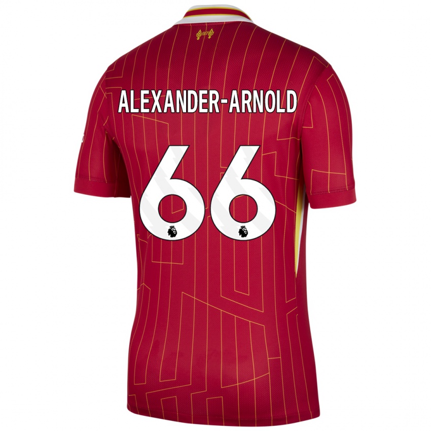 Niño Camiseta Trent Alexander-Arnold #66 Rojo Amarillo Blanco 1ª Equipación 2024/25 La Camisa Argentina