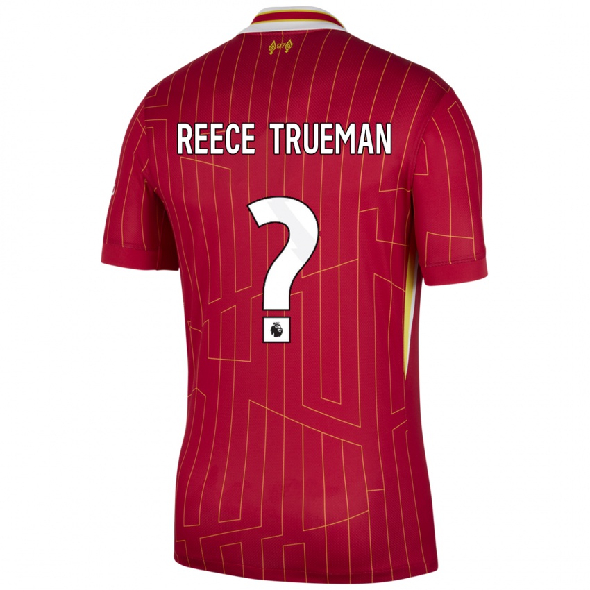 Niño Camiseta Reece Trueman #0 Rojo Amarillo Blanco 1ª Equipación 2024/25 La Camisa Argentina