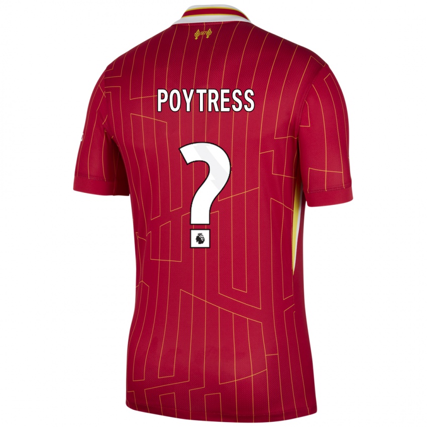 Niño Camiseta Jacob Poytress #0 Rojo Amarillo Blanco 1ª Equipación 2024/25 La Camisa Argentina