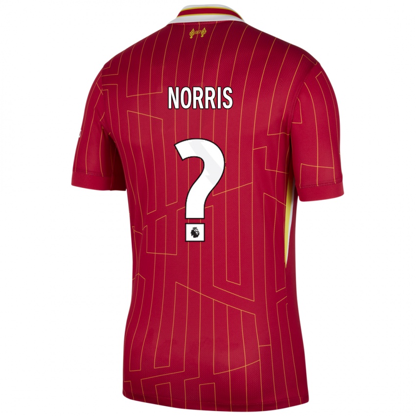 Niño Camiseta James Norris #0 Rojo Amarillo Blanco 1ª Equipación 2024/25 La Camisa Argentina