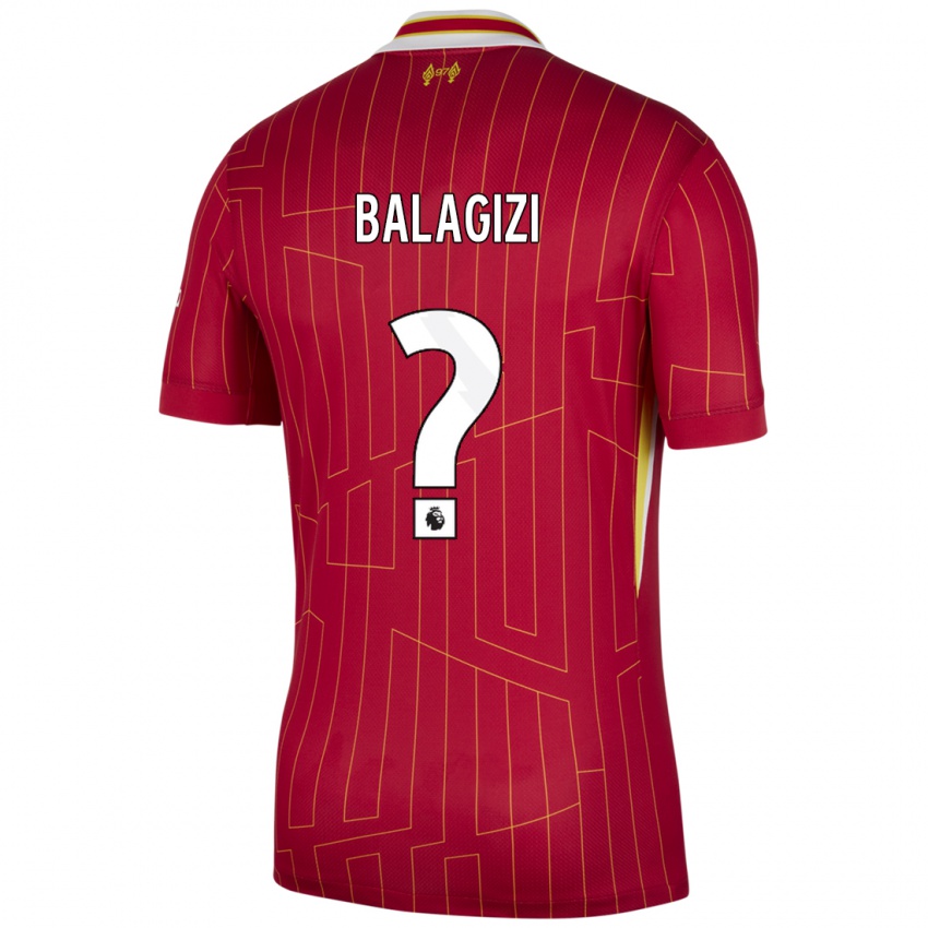 Niño Camiseta James Balagizi #0 Rojo Amarillo Blanco 1ª Equipación 2024/25 La Camisa Argentina